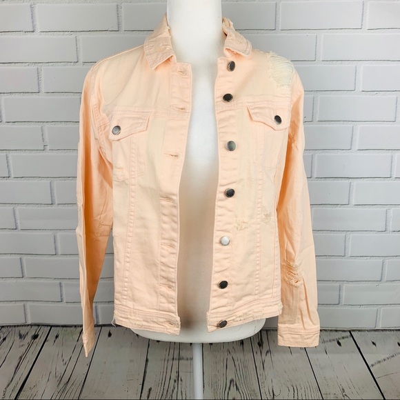 🔥RACHEL RACHEL ROY🔥DISTRESSED DENIM JEAN JACKET LIGHT PINK XS NWT - Picture 6 of 10